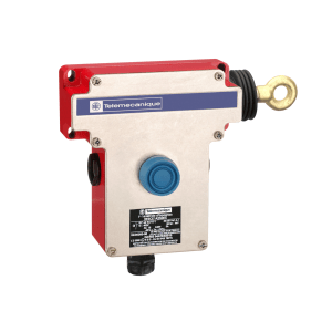 XY2CE1A250EX - Latching emergency stop trip wire switch, Telemecanique Emergency stop rope pull switches XY2C, RH side -1NC+1 NO, booted pushbutton Telemecanique Sensors