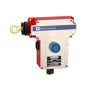 XY2CE2A250EX - Latching emergency stop trip wire switch, Telemecanique Emergency stop rope pull switches XY2C, rope pull with light force, LH side, 1NC+1NO Telemecanique Sensors