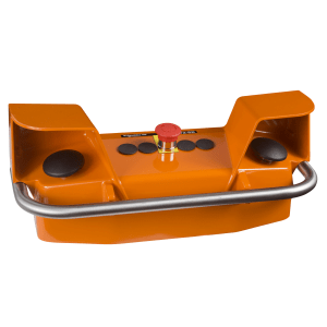 XY2SB72 - Preventa XY2 SB, Two-hand control station, orange, 2 push buttons 1 NO + 1 NC, 1 emergency stop push button 2 NC, pre-wired terminal block Schneider Electric
