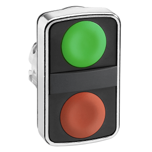 ZB4BA7340 - Harmony XB4, Double-headed push button head, metal, Ø22, 1 green flush unmarked + 1 red flush unmarked Schneider Electric
