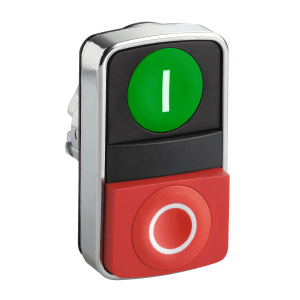 ZB4BL7341 - Harmony XB4, Double-headed push button head, metal, Ø22, 1 green flush marked I + 1 red projecting marked O Schneider Electric