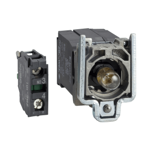 ZB4BW031 - Complete body/contact assembly and light block, Harmony XB4, with body/fixing collar with BA9s incandesc. bulb 110...120 V 1 NO Schneider Electric