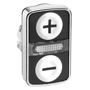 ZB4BW7A1715 - Head for illuminated double headed push button, Harmony XB4, white flush/white flush pushbutton Ø22 mm with marking Schneider Electric