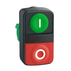 ZB5AW7L3740 - Head for illuminated double headed push button, Harmony XB5, XB4, green flush/red projecting pushbutton Ø22 mm unmarked Schneider Electric