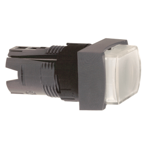 ZB6DE1 - Head for illuminated push button, Harmony XB6, white rectang projecting pushbutton Ø 16 spring return 12...24 V Schneider Electric
