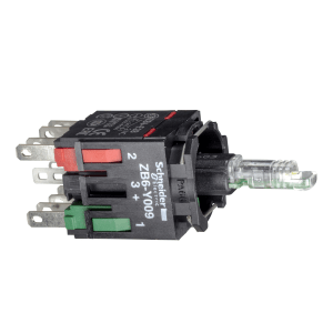 ZB6ZB35B - Complete body for illuminated push button, Harmony XB6, green light block with body/fixing collar with integral LED 12...24 V 1NO+1NC Schneider Electric