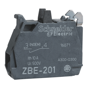 ZBE1016P - Harmony XB4, Single contact block, silver alloy, gold flashed, screw clamp terminal, dusty environment, 1 NO Schneider Electric