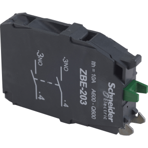 ZBE203 - Harmony XB4, Double contact block, silver alloy, screw clamp terminal, 2 NO Schneider Electric