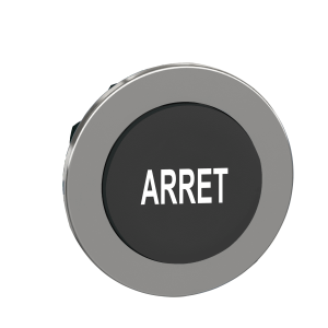 ZB4FL233 - Head for non illuminated push button, Harmony XB4, flush mounted black projecting pushbutton white marked "ARRET" Schneider Electric