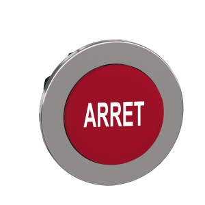ZB4FL433 - Head for non illuminated push button, Harmony XB4, flush mounted red projecting pushbutton white marked "ARRET" Schneider Electric