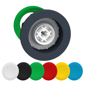 ZB5FA9 - Head for non illuminated push button, Harmony XB5, XB4, flush mounted pushbutton with set of 6 colored standard cap Schneider Electric