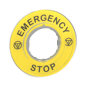 ZBY9320 - Harmony XB4, Legend holder Ø60 for emergency stop, plastic, yellow, marked EMERGENCY STOP Schneider Electric