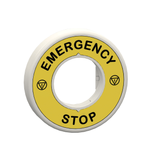 ZBY9W2B330 - Harmony, Illuminated ring Ø60, plastic, yellow, red fixed integral LED, marked EMERGENCY STOP, 24 V AC/DC Schneider Electric